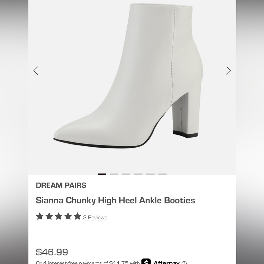 Dream Pairs Pointed Toe Chunky 3.5 in. Heel Ankle Booties Size 10 White Festival